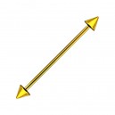 Industrial-Piercing Barbell 14G Stahl 316L Eloxiert Golden Spitzen