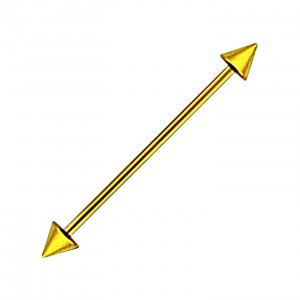 Industrial-Piercing Barbell 14G Stahl 316L Eloxiert Golden Spitzen