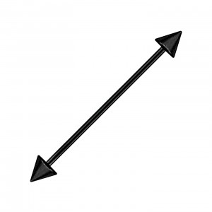 Industrial-Piercing Black-Line Barbell 14G Stahl 316L Eloxiert Schwarz Spitzen