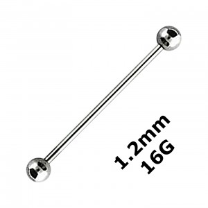 Industrial-Piercing Barbell 1.2 mm / 16G Stahl 316L Zwei Kugeln