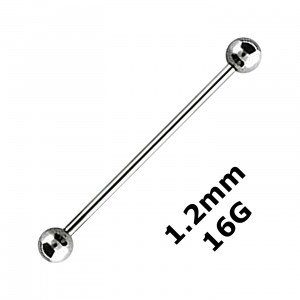 Piercing Industriel Barbell 1.2 mm / 16G Acier 316L Deux Boules