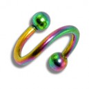 Rainbow Anodized Helix / Twisted Barbell w/ Balls