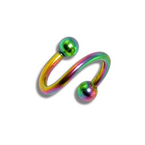 Spiral- / Helix-Piercing Eloxiert Mehrfarbig Kugeln