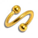 Spiral- / Helix-Piercing Eloxiert Golden Kugeln
