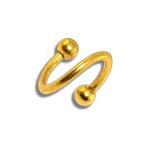 Spiral- / Helix-Piercing Eloxiert Golden Kugeln