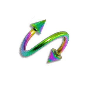 Spiral- / Helix-Piercing Eloxiert Mehrfarbig Spitzen