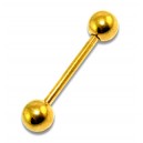 Gold Anodized Tongue Bar Ring w/ Balls