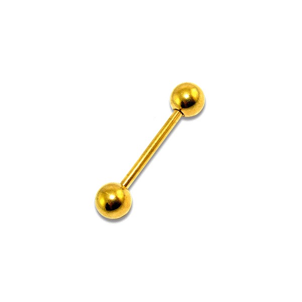 Gold Anodized Tongue Ring w/ Balls | VOTREPIERCING.co.uk