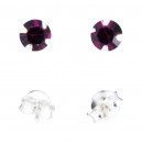 Ohrringe 925 Sterlingsilber Strass Dunkellila