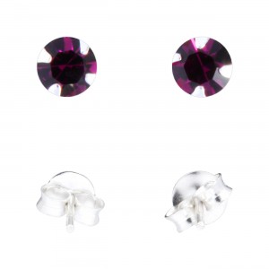 Ohrringe 925 Sterlingsilber Strass Dunkellila