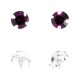 Boucles d'Oreille Argent Massif 925 Strass Violet Foncé
