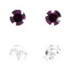 Boucles d'Oreilles Argent Massif 925 Strass Violet Foncé