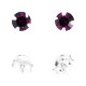 Dark Purple Strass 925 Sterling Silver Earrings Ear Pair Studs