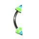 Green / Blue Acrylic Eyebrow Curved Bar Ring w/ Waves