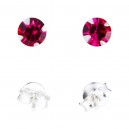 Ohrringe 925 Sterlingsilber Strass Dunkelrosa