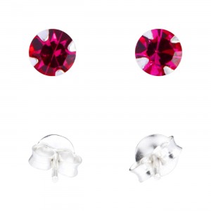 Ohrringe 925 Sterlingsilber Strass Dunkelrosa