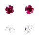 Boucles d'Oreille Argent Massif 925 Strass Rose Foncé