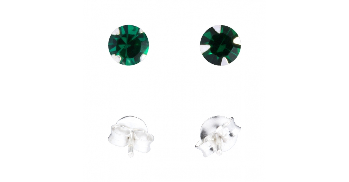 Boucles d'oreille plaquées argent avec deux cristaux verts | France