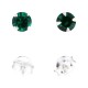 Dark Green Strass 925 Sterling Silver Earrings Ear Pair Studs
