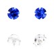 Blue Strass 925 Sterling Silver Earrings Ear Pair Studs