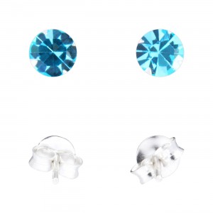 Turquoise Strass 925 Sterling Silver Earrings Ear Pair Studs