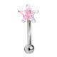 Piercing Ceja Plata de Ley 925 Strass Casting Estrella Rosa