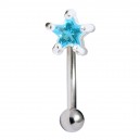 Piercing Arcade Argent Massif 925 Strass Casting Etoile Turquoise