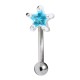 Piercing Ceja Plata de Ley 925 Strass Casting Estrella Turquesa