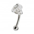 Triquetra 925 Silver & 316L Steel Fancy Eyebrow Curved Bar Ring