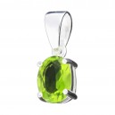 Green Oval Shape Strass 925 Sterling Silver Pendent