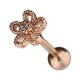 Helix- / Tragus-Piercing Stahl 316L Eloxiert Gold Rosa Blume & Strass Weiß