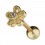 Helix- / Tragus-Piercing Stahl 316L Eloxiert Golden Blume & Strass Wei&szlig;