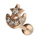 Helix- / Tragus-Piercing Stahl 316L Eloxiert Gold Rosa Mond / Stern & Strass