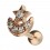 Piercing Tragus / Helix Stahl 316L Eloxiert Gold Rosa Mond / Stern & Strass