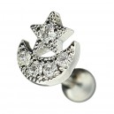 Helix- / Tragus-Piercing Stahl 316L Metallisiert Mond / Stern & Strass
