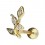 Helix- / Tragus-Piercing Stahl 316L Eloxiert Golden Blattwerk & Strass