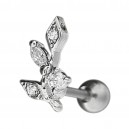 Helix- / Tragus-Piercing Stahl 316L Metallisiert Blattwerk & Strass