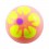 Acrylic Yellow/Pink 5 Petals Flower Barbell Ball