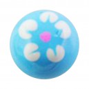 Acrylic White/Light Blue 5 Petals Flower Barbell Ball