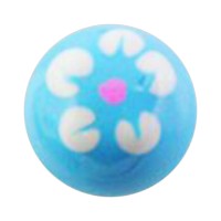 Boule de Piercing Acrylique Fleur 5 Pétales Blanc / Bleu Clair