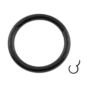 Black Anodized Lip / Labret Nose 316L Steel Black-Line Clicker Ring with Hinge