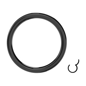 Nasen- / Lippenpiercing Clicker-Ring Stahl 316L Black-Line Schwarz Eloxiert Scharnier