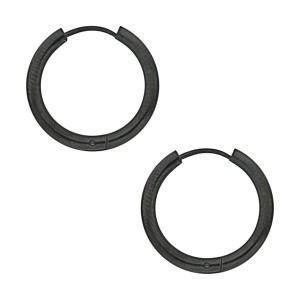 Ohrringe Black-Line Stahl 316L Einfacher Ring Eloxiert Schwarz