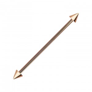 Industrial-Piercing Barbell 14G Stahl 316L Eloxiert Golden Rosa Spitzen