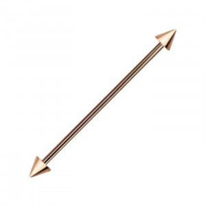 Rose Gold Anodized Industrial Barbell 316L Steel 14G Ring w/ Spikes