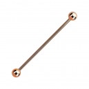 Industrial-Piercing Barbell 14G Stahl 316L Eloxiert Golden Rosa Kugeln