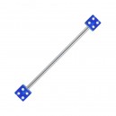 Acrylic Industrial Barbell 14G Ring with Two Dark Blue Dices