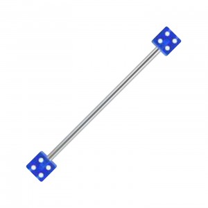 Industrial-Piercing Barbell 14G Acryl Zwei W&uuml;rfeln Dunkelblau