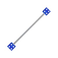 Acrylic Industrial Barbell 14G Ring with Two Dark Blue Dices