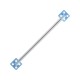 Acrylic Industrial Barbell 14G Ring with Two Light Blue Dices